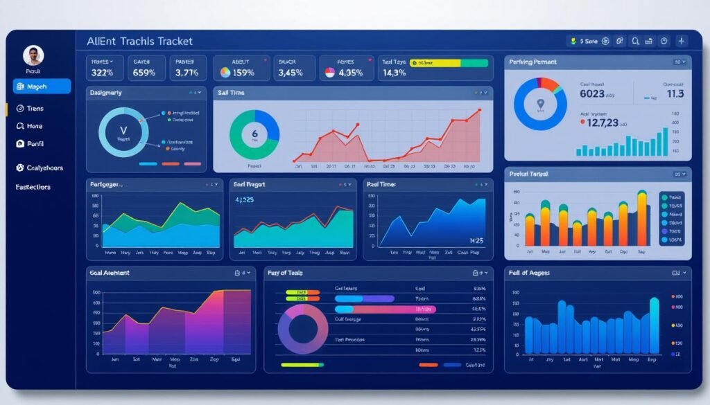 An advanced employee tracking system, meticulously designed to monitor and analyze the progress of skilled professionals. The system features a sleek, intuitive dashboard displaying real-time data on individual performance, skill development, and goal attainment. Vibrant graphs and charts provide a comprehensive overview, allowing managers to make informed decisions and optimize workflows. A subtle, neutral color palette and clean, minimalist interfaces convey a sense of professionalism and efficiency, complementing the advanced functionality of this comprehensive talent management solution.